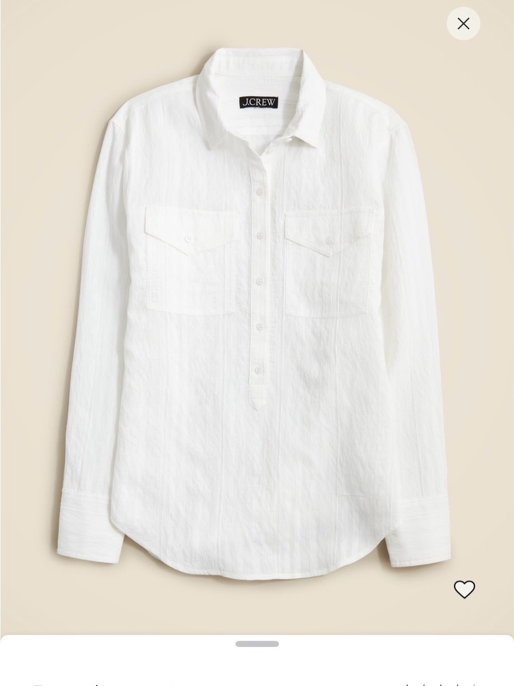 J. Crew White Textured popover top